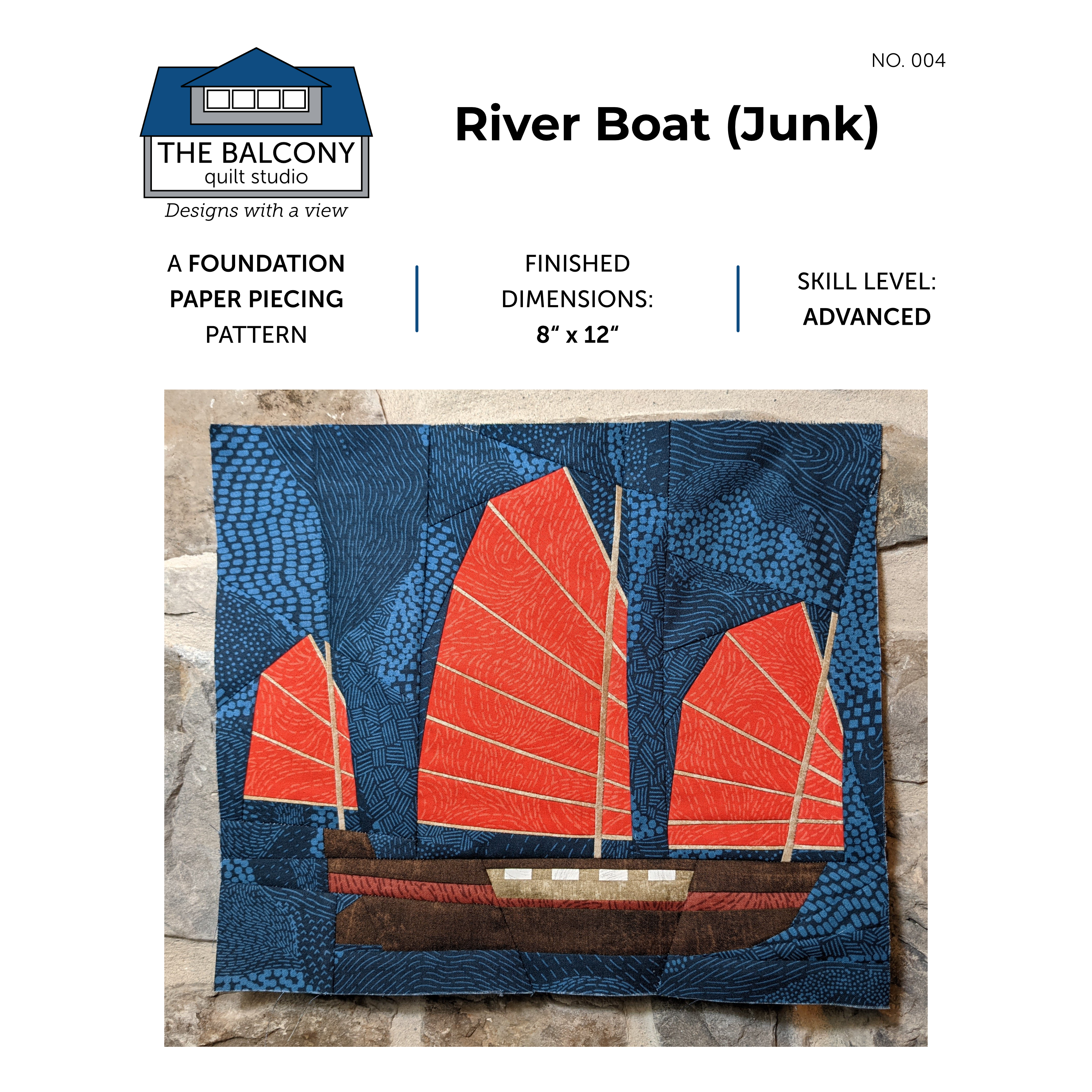 River Boat (Junk) FPP Quilt Block Pattern – The Balcony Quilt Studio