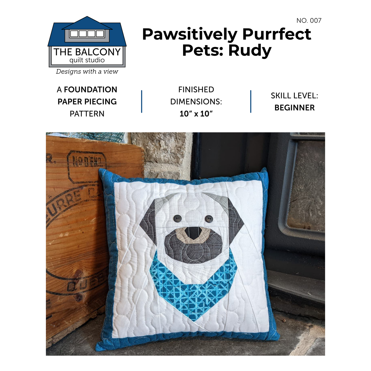 Pawsitively Purrfect Pets: Rudy - Shih Tzu FPP Quilt Block Pattern