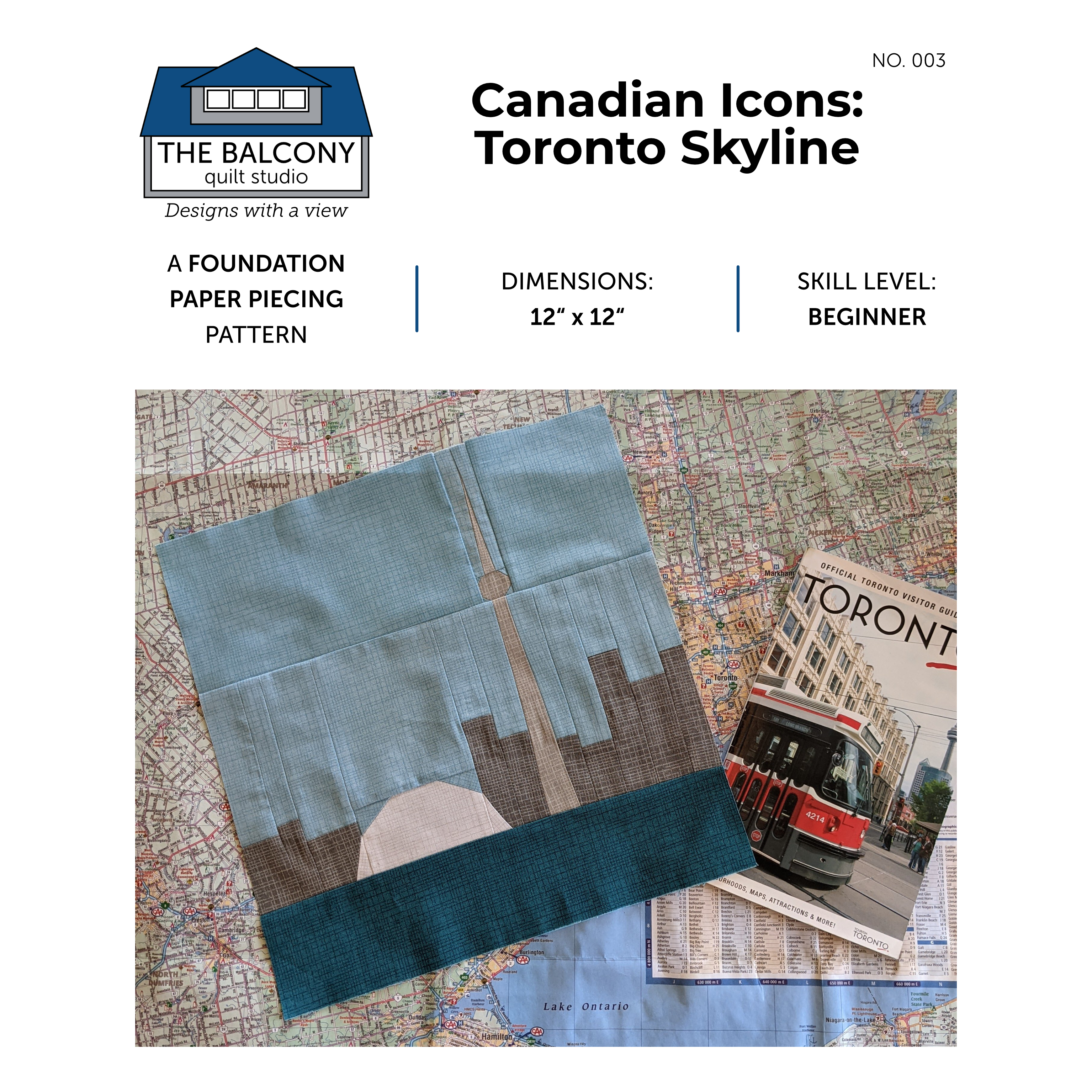 Toronto Pattern Canadian Icons: Toronto Skyline FPP Quilt Block Pattern – The Balcony ...